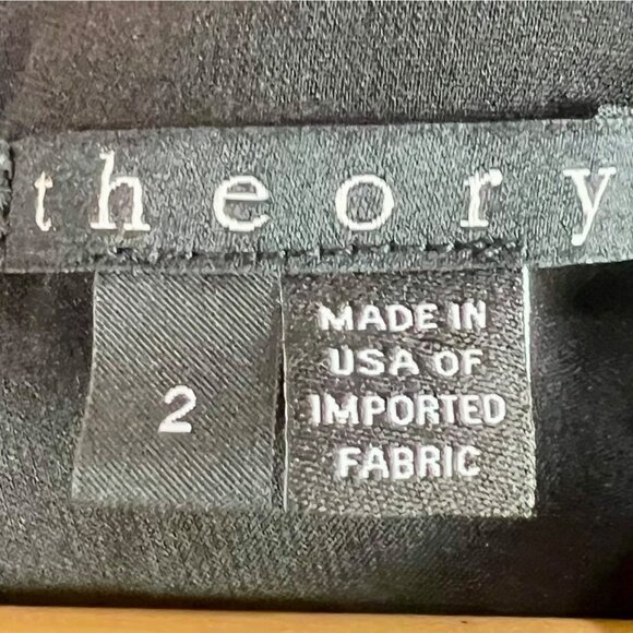 Theory Miriam Deep V-Neck Black Sleeveless Dress 2 LBD Textured Floral Shift - Picture 7 of 9